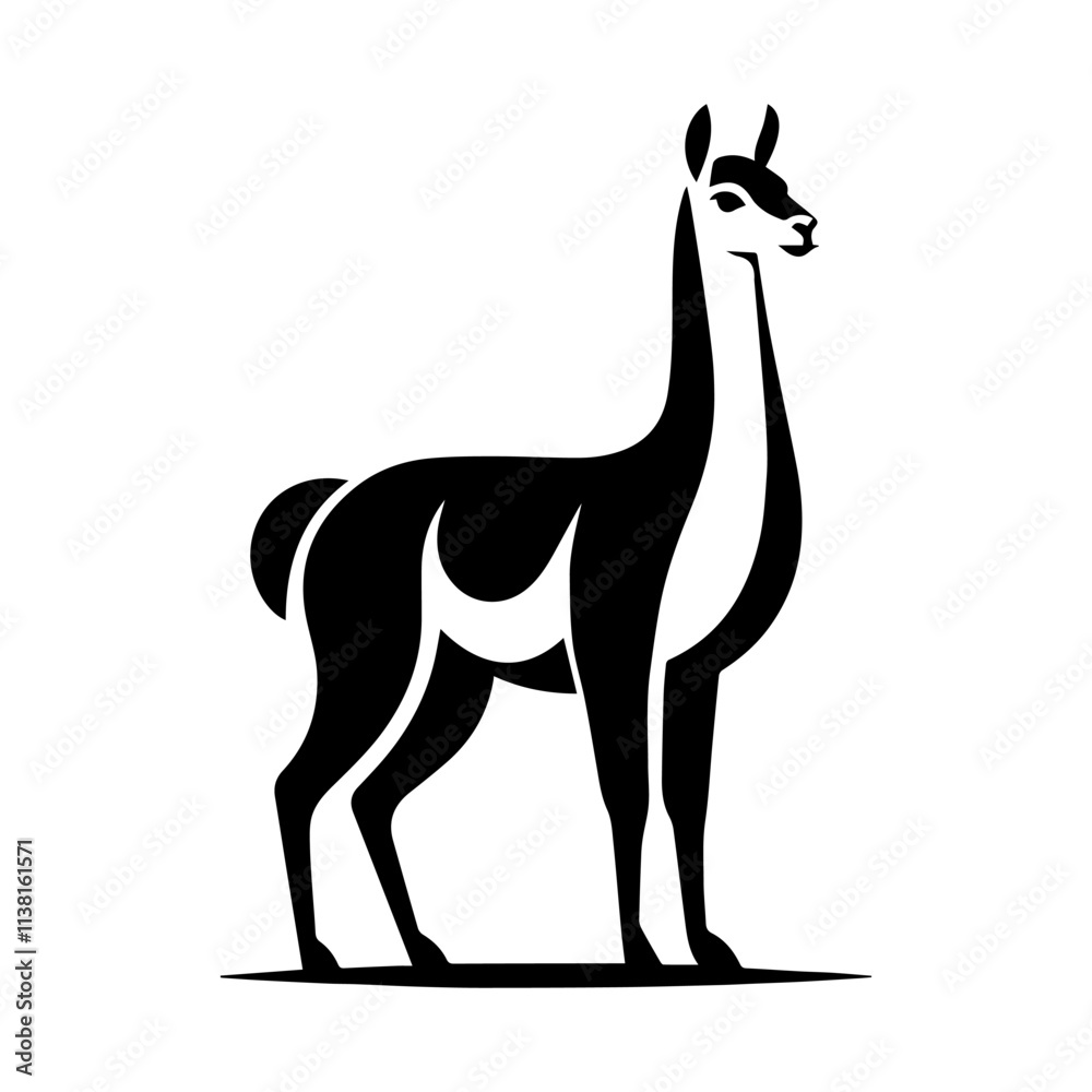 Naklejka premium Simple Vector Icon of a Chilean Guanaco – Logo Design Illustration