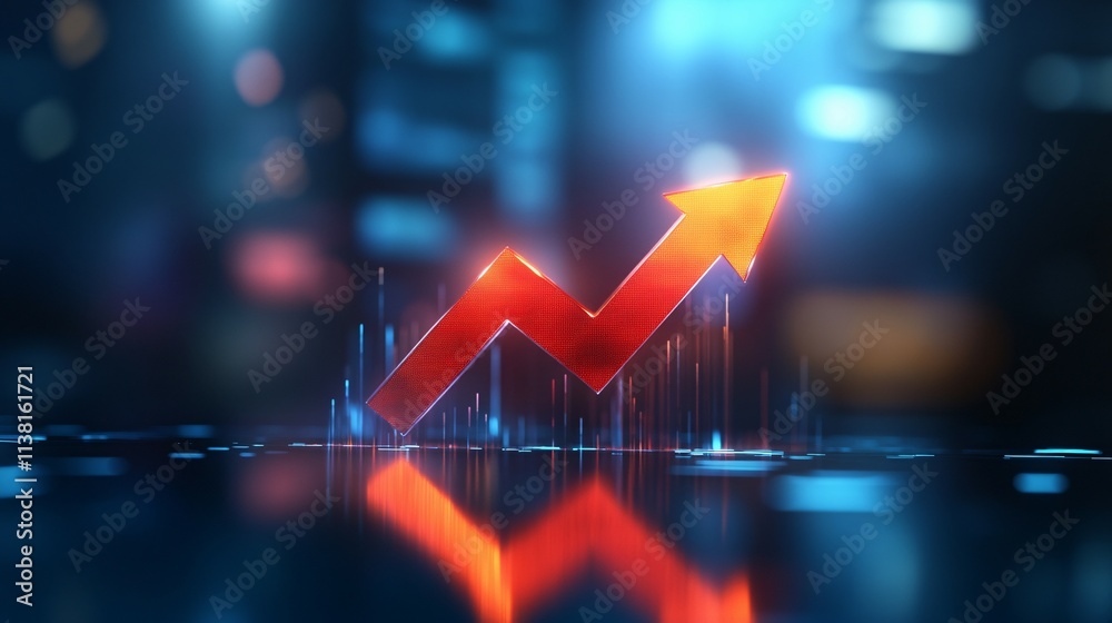 Glowing Red Arrow Represents Growth And Success Glowing Red Arrow Represents Growth And Success