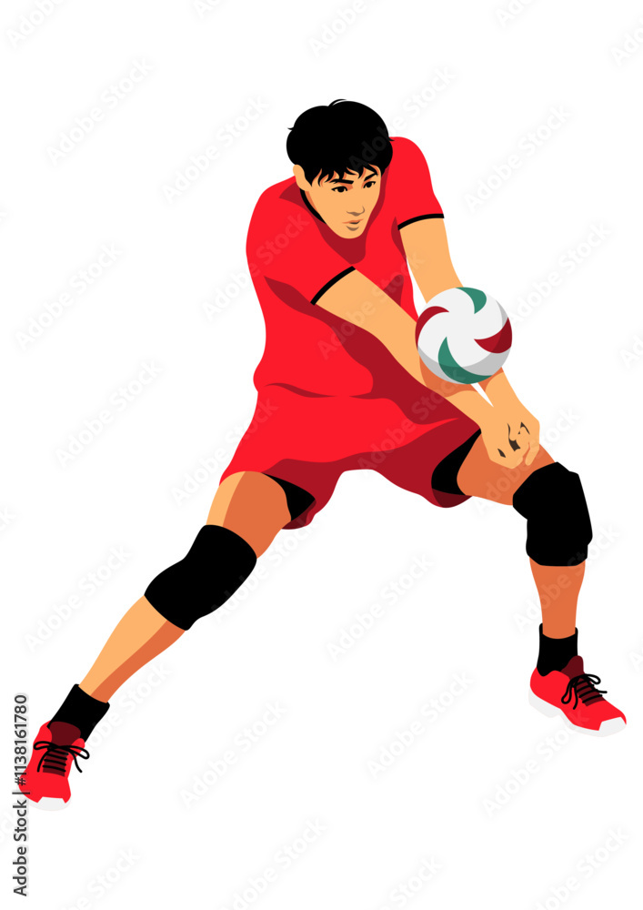 Obraz premium レシーブする男性のバレーボール選手