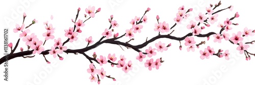 Wallpaper Mural A serene watercolor painting of pink cherry blossoms against a soft, pastel background, evoking tranquility and springtime beauty. Torontodigital.ca