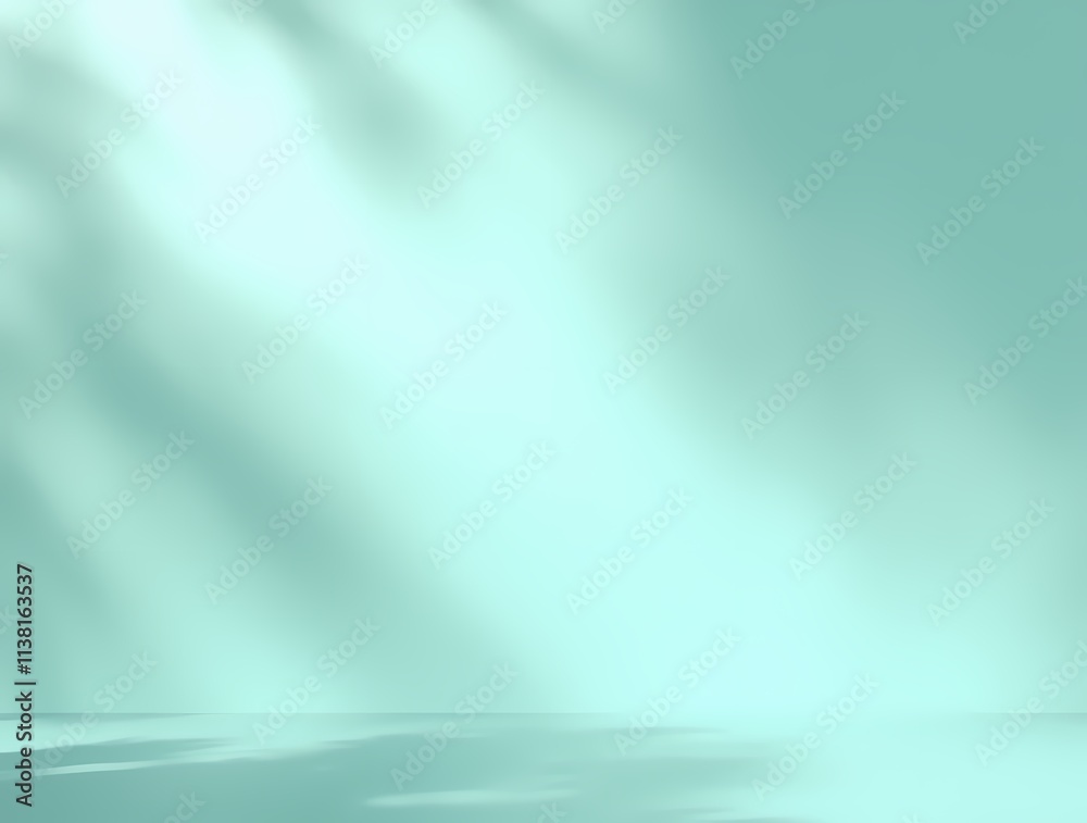 Obraz premium A simple mint blue surface with soft natural lighting, perfect for highlighting jewelry or other objects