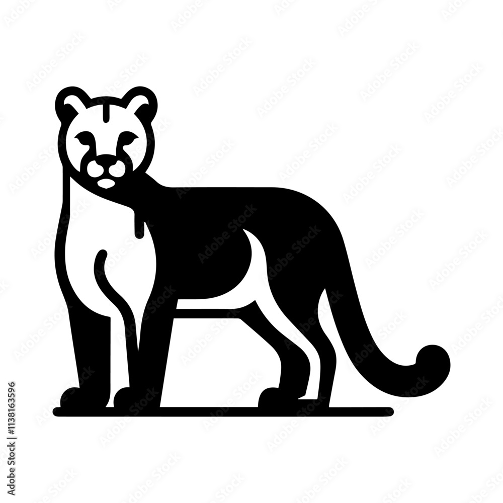 Obraz premium Simple Vector Icon of a patagonian puma – Logo Design Illustration