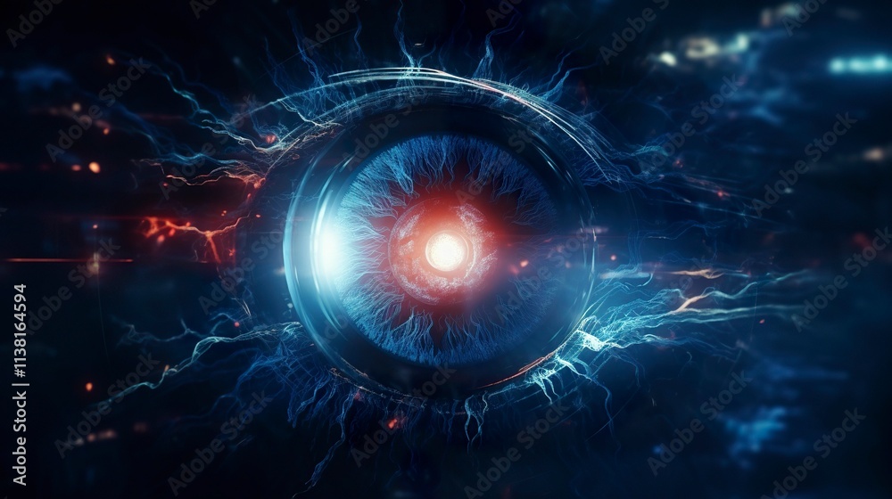 Fototapeta premium A photo of an eye with laser beam focus