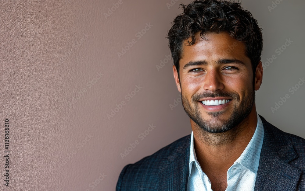 Confident businessman with a suit and a smile in a studio background, He looking at the camera Confident businessman with a suit and a smile in a studio background, He looking at the camera