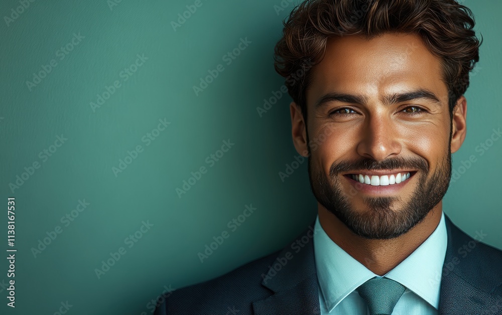 Confident businessman with a suit and a smile in a studio background, He looking at the camera Confident businessman with a suit and a smile in a studio background, He looking at the camera