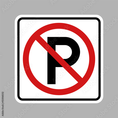 No Parking Regulatory Sign. Vector