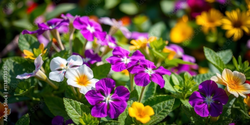 Vibrant purple flower petals and leaves, colorful, close-up Vibrant purple flower petals and leaves, colorful, close-up