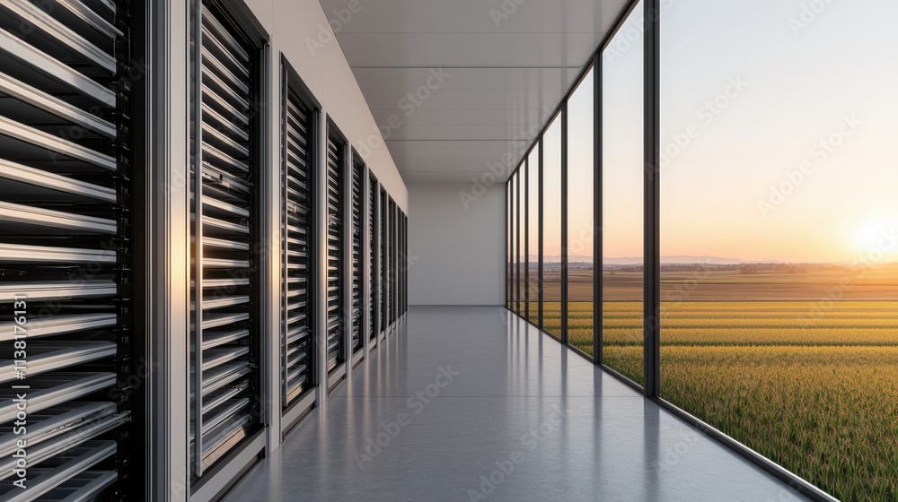 Modern High-Tech Agricultural Storage Facility Interior Modern High-Tech Agricultural Storage Facility Interior