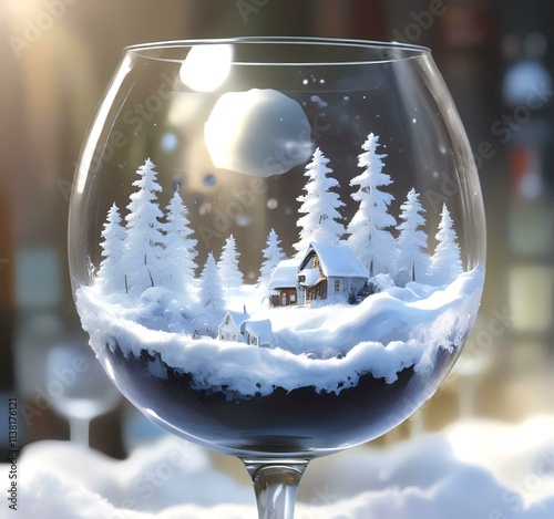 Wallpaper Mural Illustration of tiny world landscape inside wine glass. Torontodigital.ca