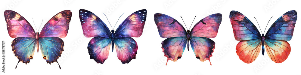 Fototapeta premium Vibrant Butterfly Swarm with Colorful Abstract Wings Fluttering in Nature