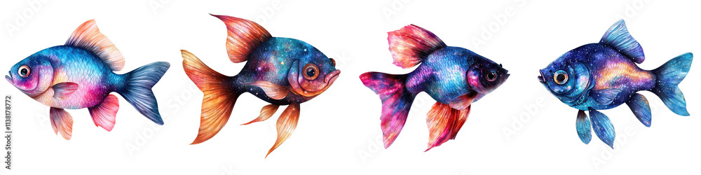 Fototapeta premium Vibrant Schooling Fish Swimming in Underwater Aquatic Environment