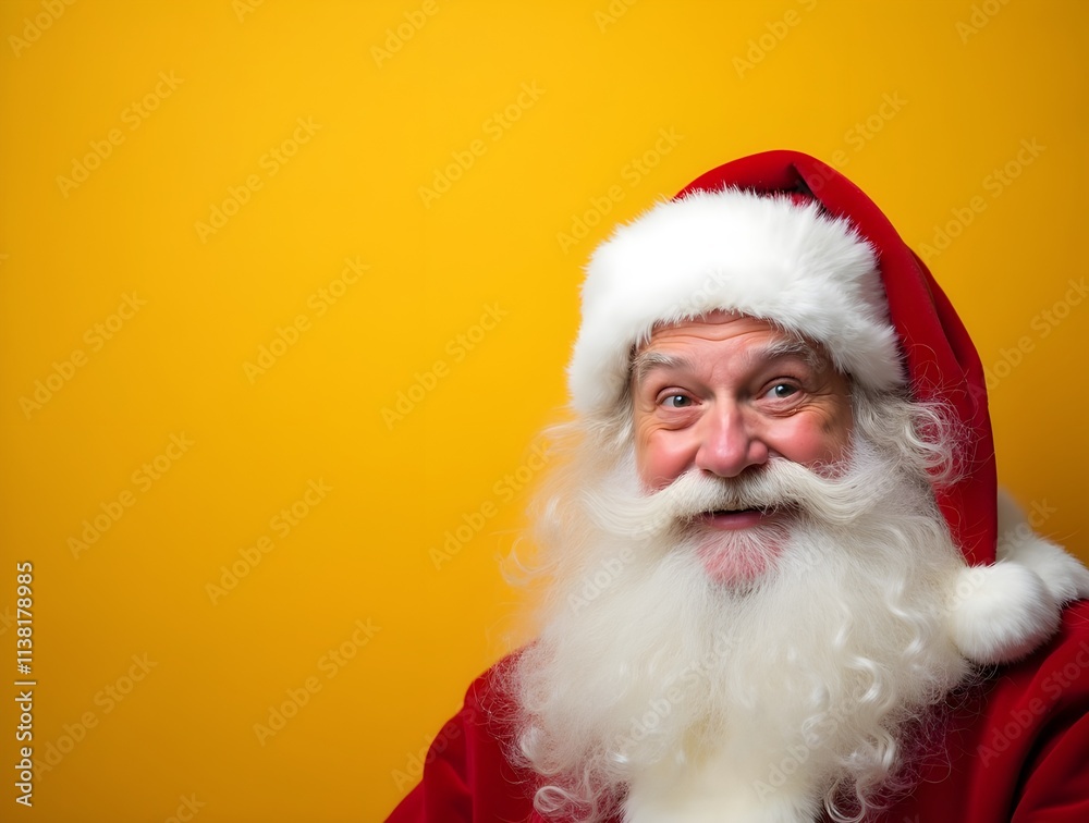 the face of a delighted Cheerful Santa Claus vintage yellow background the face of a delighted Cheerful Santa Claus vintage yellow background