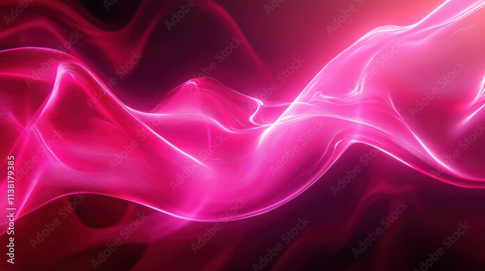 Obraz premium Vibrant Pink Abstract Wave Background: Digital Art Wallpaper