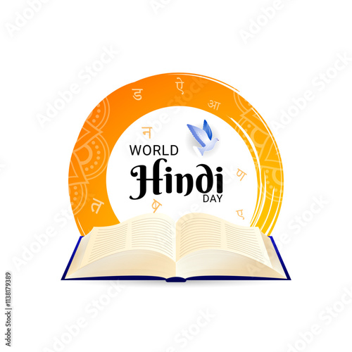 Vector illustration of World Hindi Day social media template