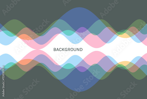 Abstract background with transparent overlapping waves with horizontal mirror reflection effect. Dynamic vector illustration for brochure, poster, presentation, flyer, cover or banner.