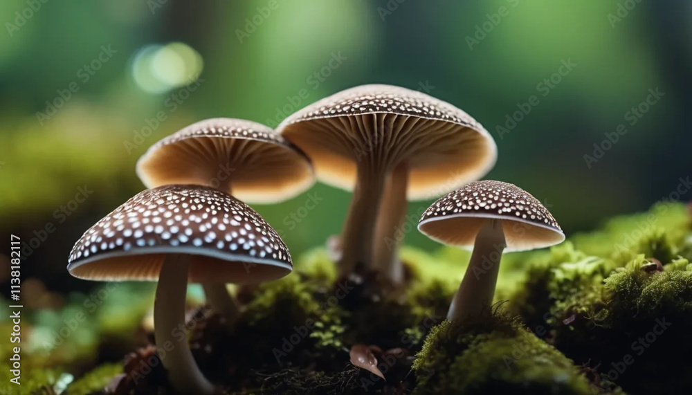 Fototapeta premium Close up of funghi gills shot from below.