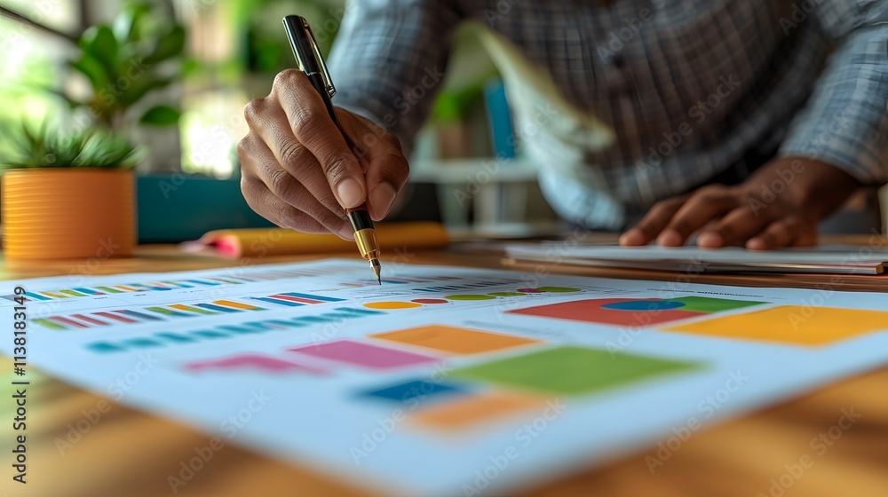 Business leader reviewing income statements and technical strategies for successful startup development in a corporate setting Business leader reviewing income statements and technical strategies for successful startup development in a corporate setting
