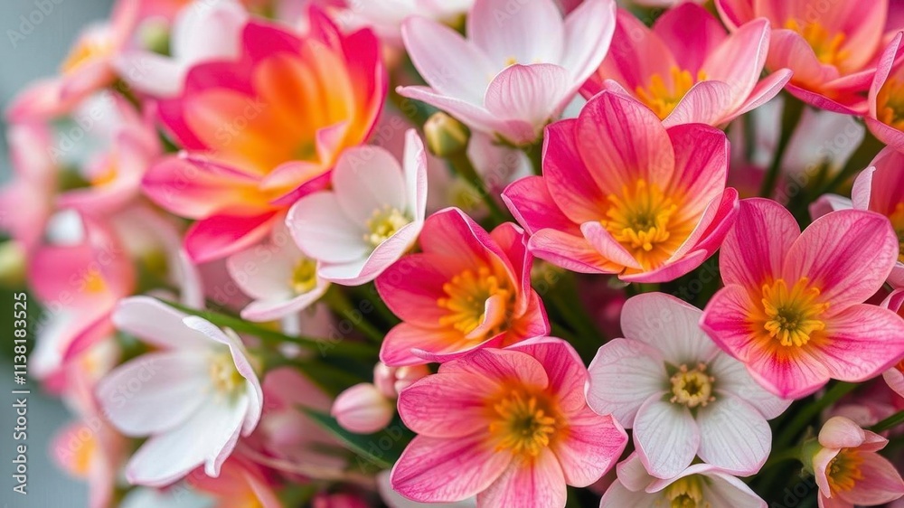 Fototapeta premium Elegant pink and white ranunculus flowers in full bloom, nature, spring, vibrant