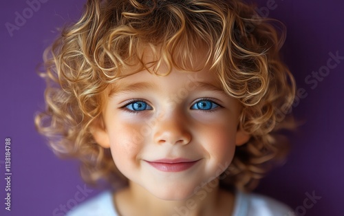 Asian boy or girl smiling in studio color background