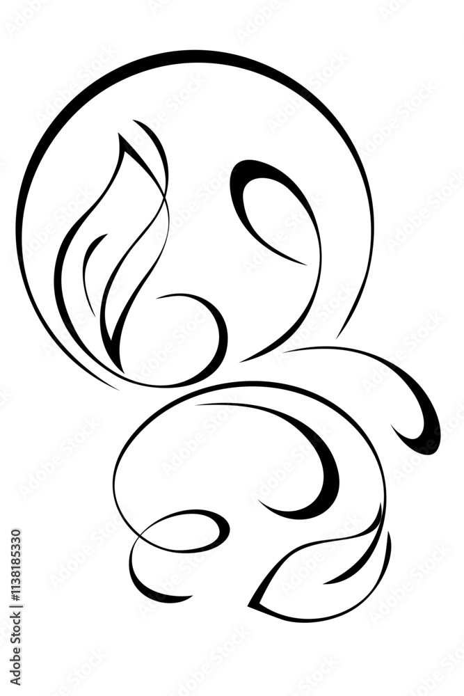 ornament 2556. decorative abstract element with stylized leaves and curls; graphic design ornament 2556. decorative abstract element with stylized leaves and curls; graphic design