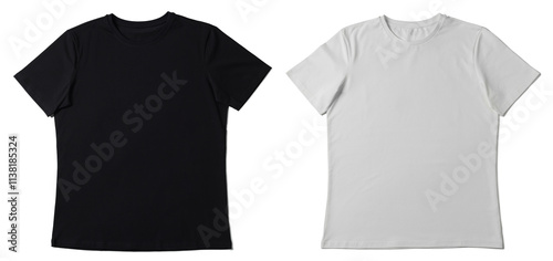 White and black t-shirts isolated on white. Mockup for design photo