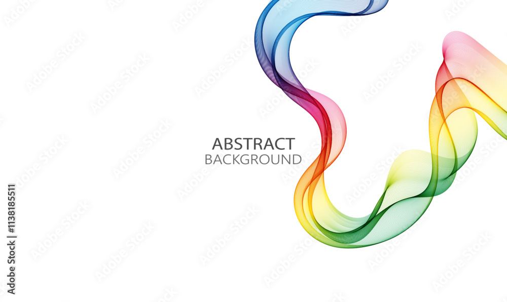 Bright wavy rainbow transparent wave on white background Bright wavy rainbow transparent wave on white background