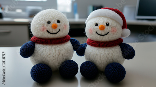 Two Knitted Snowman Toys photo