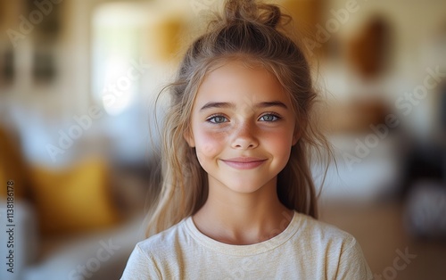 kid smiling with t-shirt in studio color background