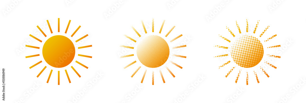 Set of sun icon Isolated on white background. Vector illustration Set of sun icon Isolated on white background. Vector illustration