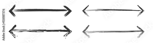 Brushstroke arrows pointing in both directions with texture.