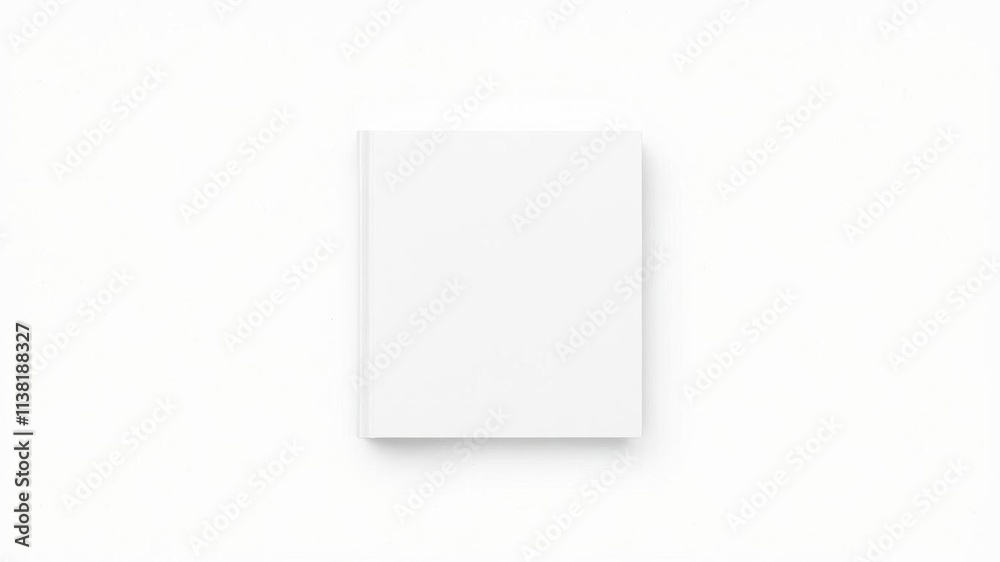 Square book cover mockup featuring a blank white book with a textured background to showcase your design, book, empty