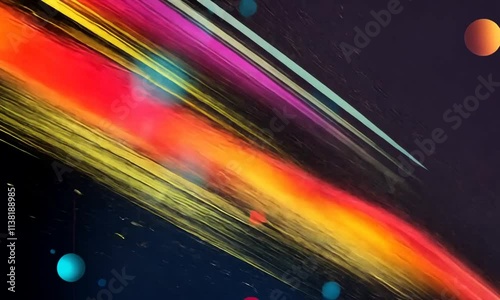 A vibrant abstract design featuring dynamic lines, colors, and shapes, evoking energy and creativity.