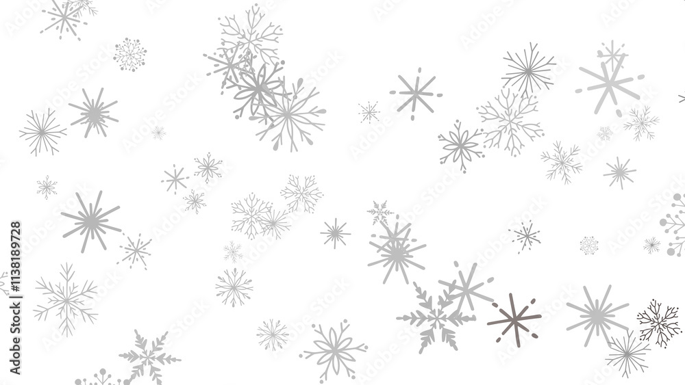 Grey Snowflake Pattern on White Background Grey Snowflake Pattern on White Background