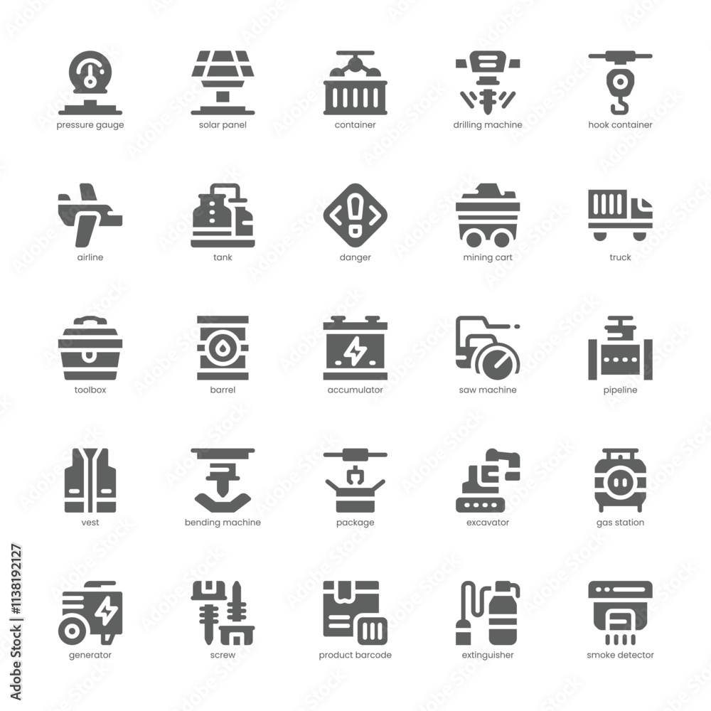 Industrial Icon pack for your website, mobile, presentation, and logo design. Industrial Icon glyph design. Vector graphics illustration and editable stroke. Industrial Icon pack for your website, mobile, presentation, and logo design. Industrial Icon glyph design. Vector graphics illustration and editable stroke.
