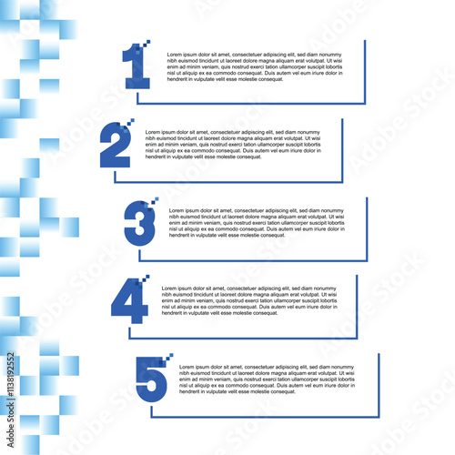 Infographic and presentation element pixel design of the number top five list template.