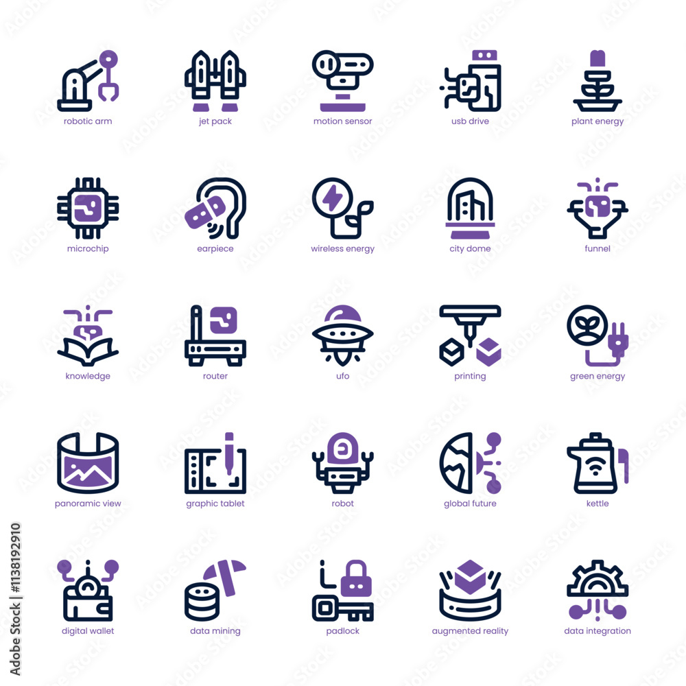 Innovation Icon pack for your website, mobile, presentation, and logo design. Innovation Icon dual tone design. Vector graphics illustration and editable stroke.