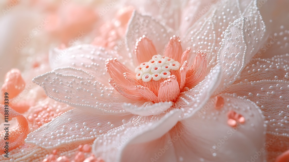 A close-up of a lotus-inspired fashion piece, showcasing delicate embroidery, soft gradients of pink and white, and detailed petal patterns, captured in a high-fashion studio with soft lighting, A close-up of a lotus-inspired fashion piece, showcasing delicate embroidery, soft gradients of pink and white, and detailed petal patterns, captured in a high-fashion studio with soft lighting,