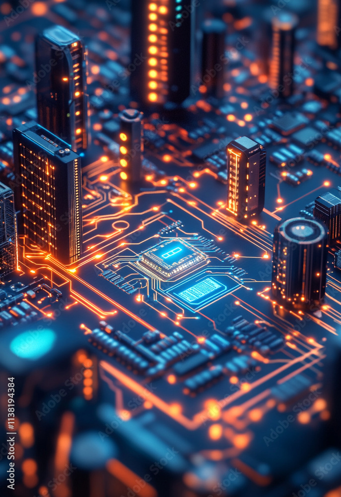Backdrop of a Circuit Board Designed Like a City, Modern Future Global E-Marketplace and Digital Light Map, Backdrop of a Circuit Board Designed Like a City, Modern Future Global E-Marketplace and Digital Light Map,