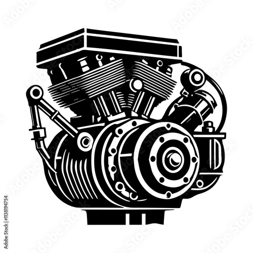 Simple Vector Icon of a motorcycle engine – Logo Design Illustration