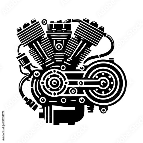 Simple Vector Icon of a motorcycle engine – Logo Design Illustration