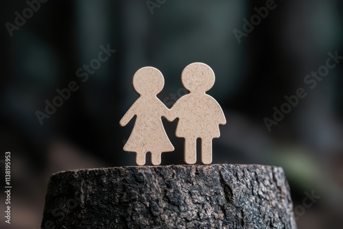 family bonding, a family day card placed against a tree trunk, framed by natures beauty, symbolizes the growth of familial bonds photo