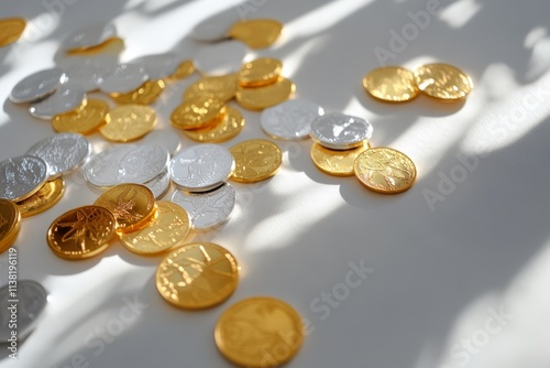 Elegant Hanukkah Gelt Coins Display photo