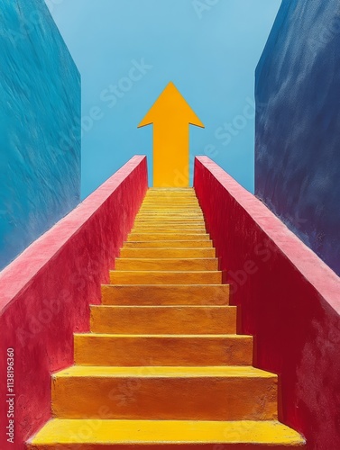 Book Cover Design, Bold Abstract Arrow Moving Forward in Vibrant Colors