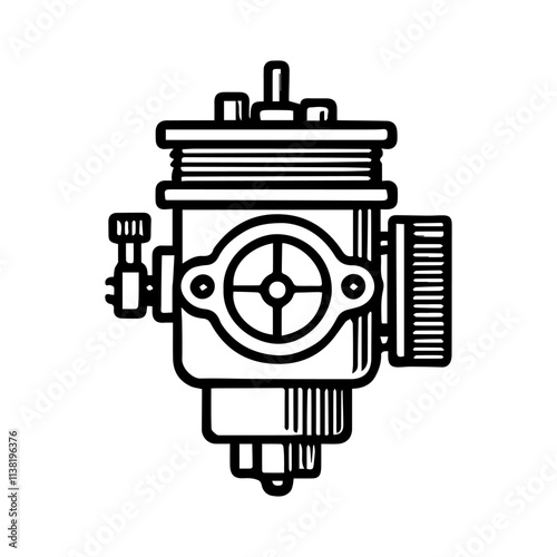 Simple Vector Icon of a Carburetor – Logo Design Illustration