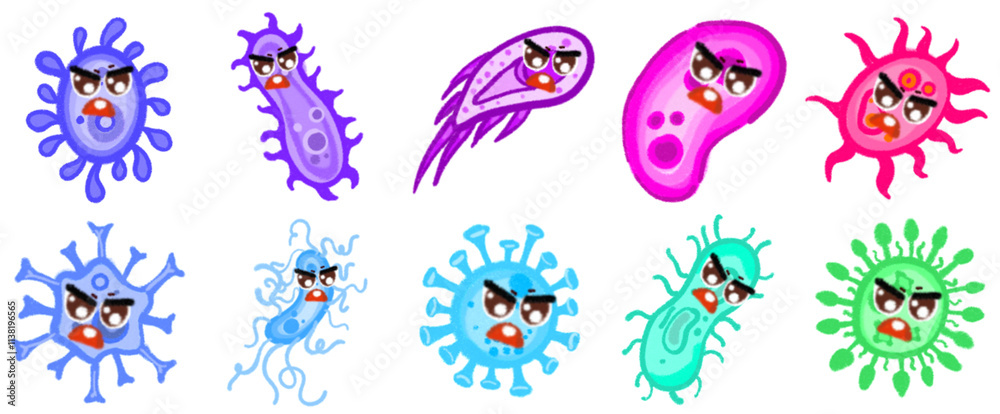 Creative Virus and Bacteria Cartoon Illustrations: Visual Elements for Science Communication, Medicine, and Academic Studies Creative Virus and Bacteria Cartoon Illustrations: Visual Elements for Science Communication, Medicine, and Academic Studies