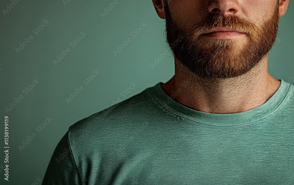 A man is wearing a green blank shirt for design A man is wearing a green blank shirt for design