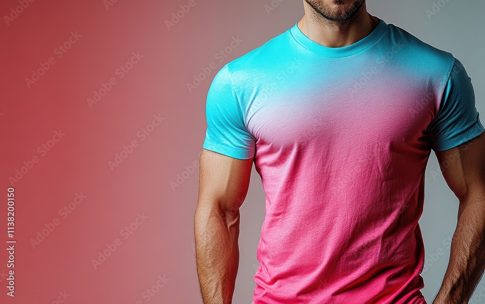A man is wearing a blank shirt for design