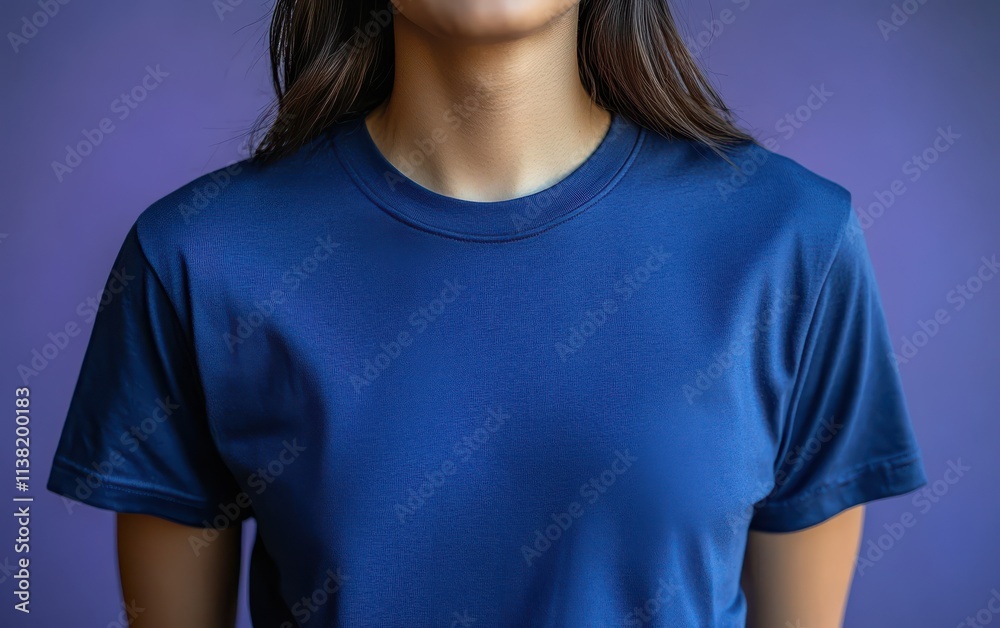 A woman is wearing a green blank shirt for design A woman is wearing a green blank shirt for design