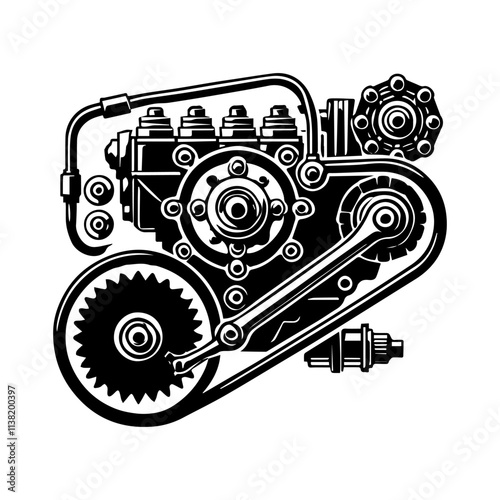 Simple Vector Icon of a motorcycle Drive System – Logo Design Illustration
