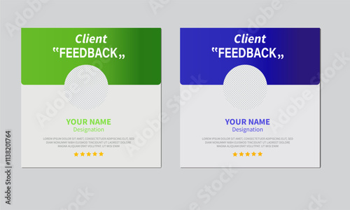 Modern client testimonial or creative customer feedback social media post design vector or square web banner template , testimonials or customer feedback social media post web banner template. 